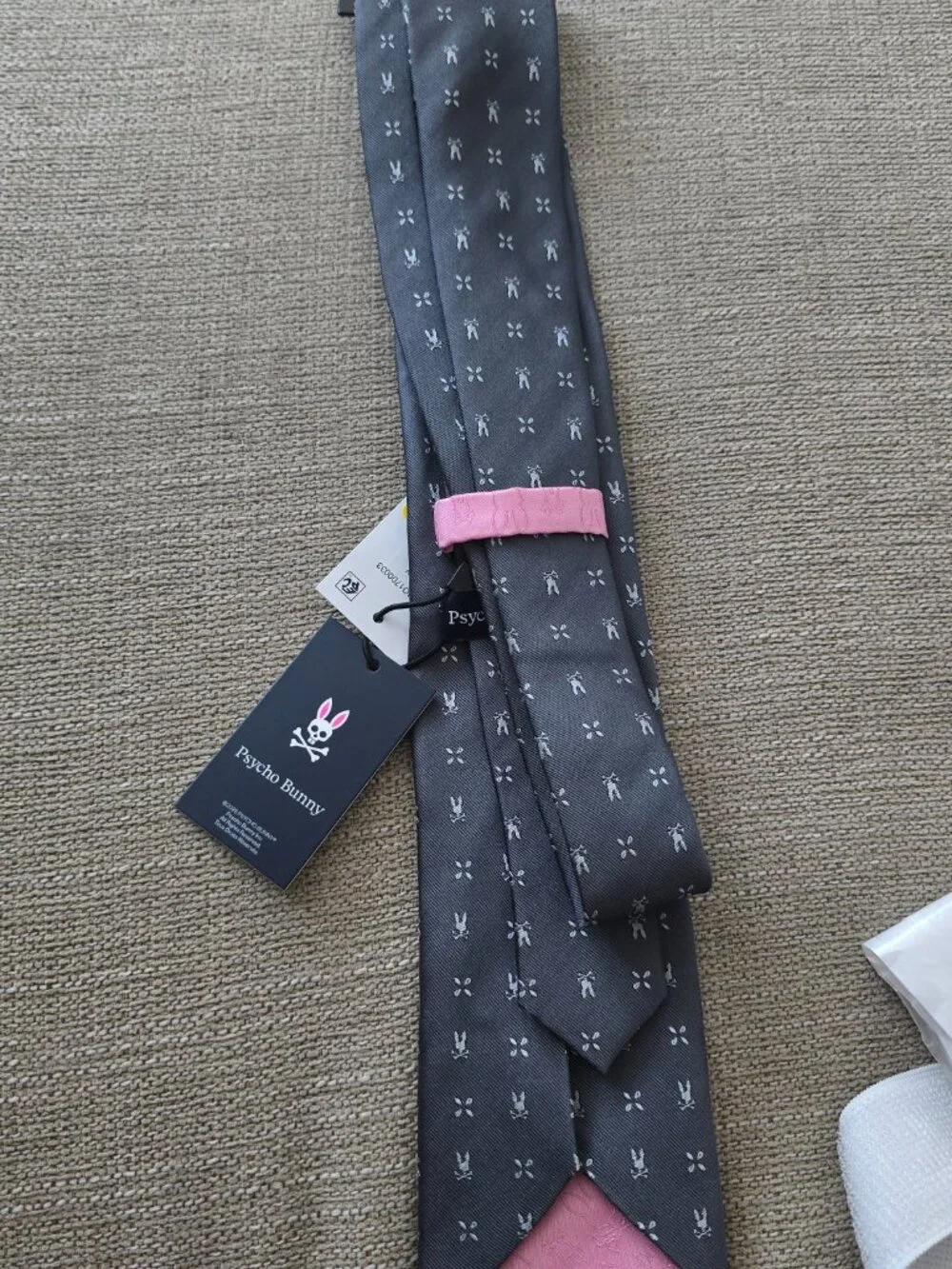 Psycho Bunny Tie 100% Silk English Fabric Made In USA NWT Gray